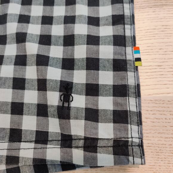 Smartwool Mens Merino Wool Blend Camp Shirt Size XL Short Sleeve Gray Blue Plaid - Picture 4 of 13